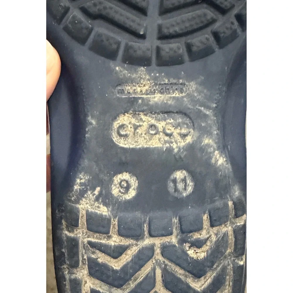 Crocs Crocband Flip Flops Mens 9 Womens 11 Navy Blue‎ White Sporty Sandals